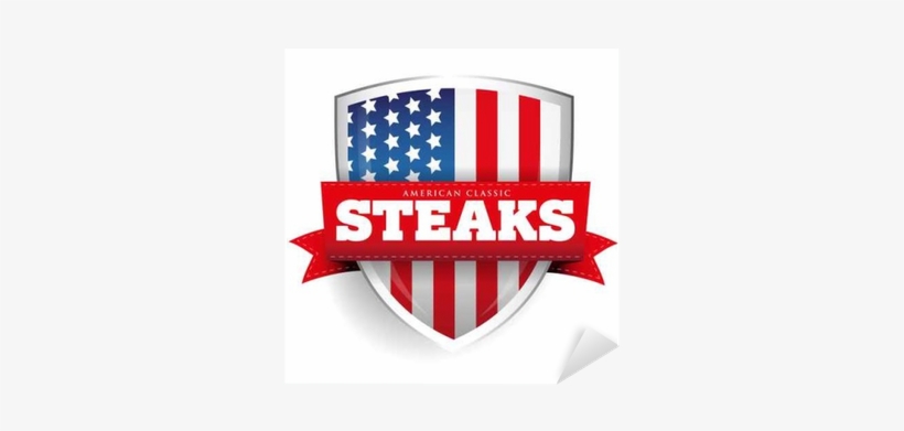 Steaks Vintage Shield With Usa Flag Sticker • Pixers® - Bbq Usa Logo, transparent png #107651
