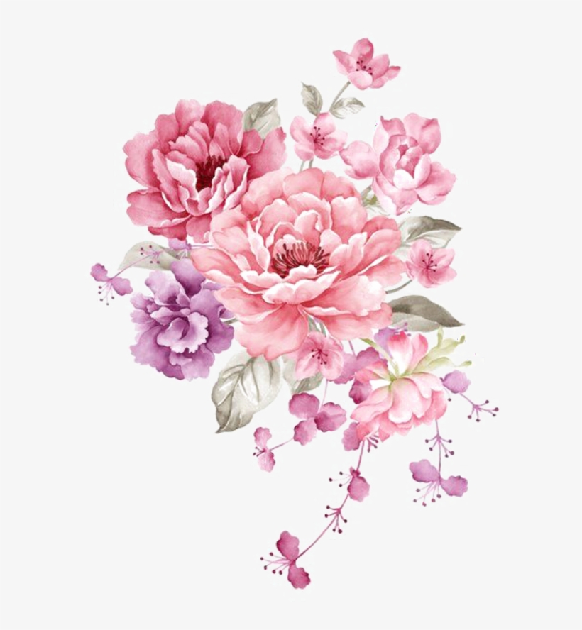 Ftestickers Watercolor Flowers Bouquet Pink - Watercolor Flower Bouquet, transparent png #107928