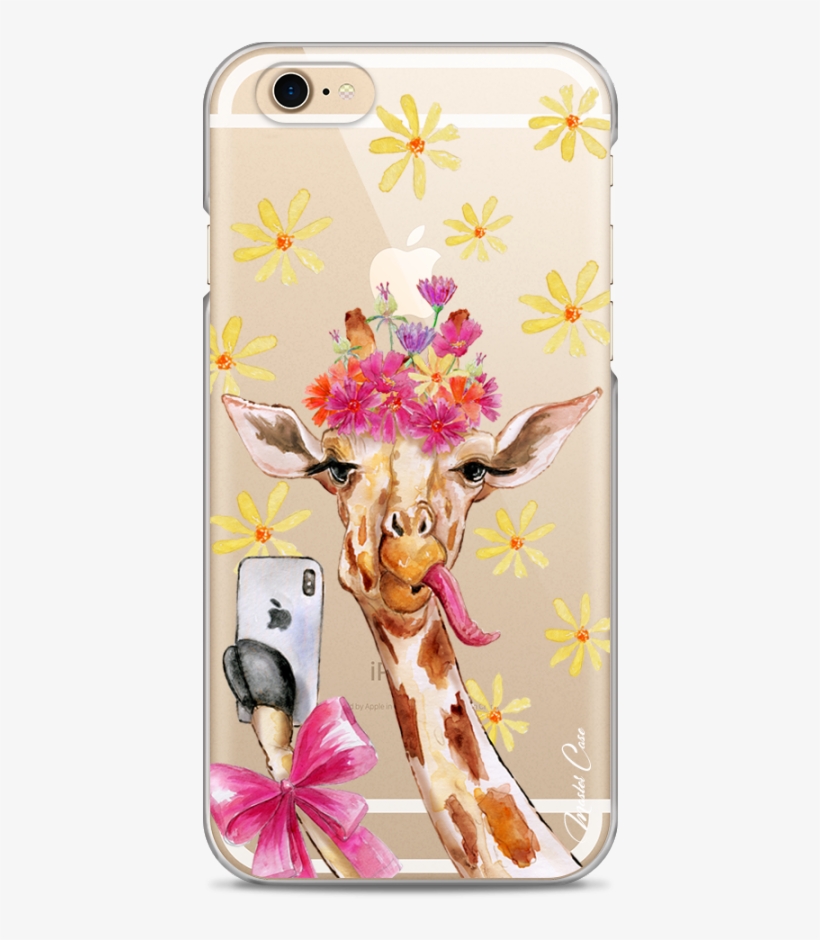 Coque Iphone 6/6s Watercolor Floral Giraffe - Mobile Phone Case, transparent png #107931