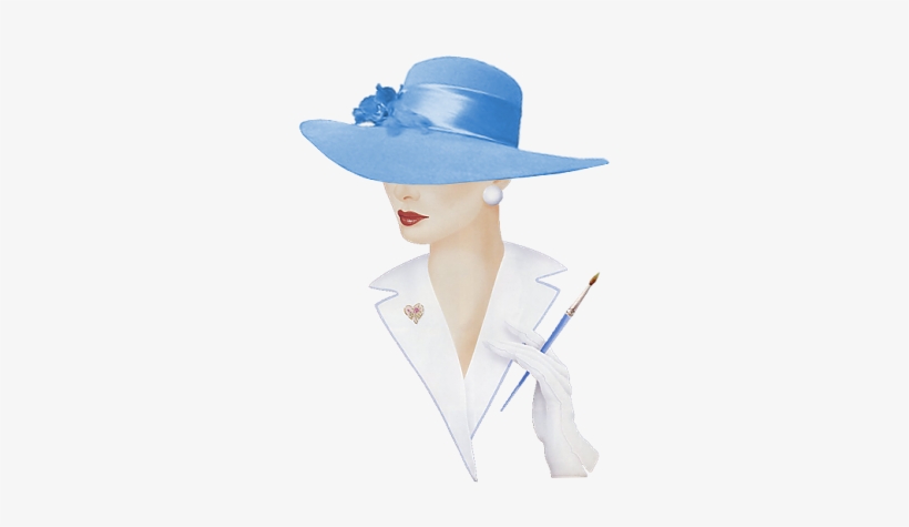 Alfabeto Animado Dama Elegante Con Sombrero Celeste - Modeles De Chapeaux Pour Peinture Sur Porcelaine, transparent png #108219