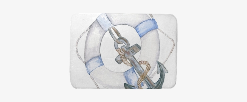 Life Ring, Anchor Bath Mat • Pixers® • We Live To Change - Watercolor Painting, transparent png #108624
