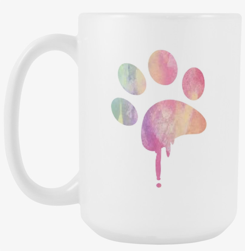 Fresh Watercolor Paw Print Coffee Mug 15 Oz - Watercolor Paw Png, transparent png #109111