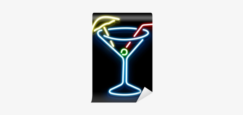 Neon Cocktail Glass Wall Mural - Bar, transparent png #109159