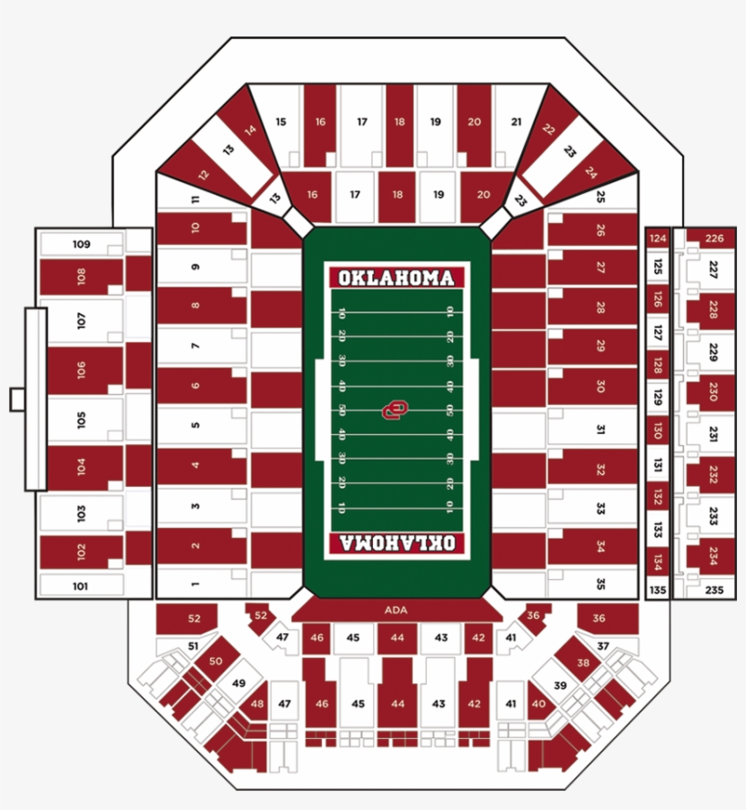 Stripe Map - Oklahoma Sooners Stadium Section 6, transparent png #1000435
