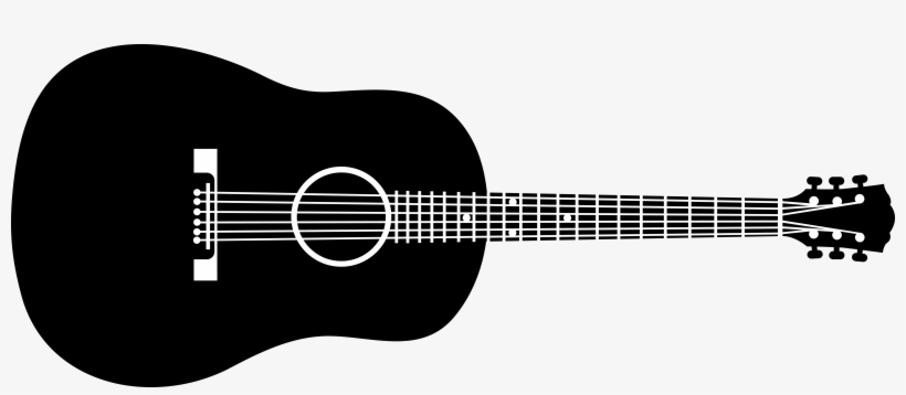 Acoustic Guitar Vector Png Clip Stock - Black And White Guitar Png, transparent png #1001218