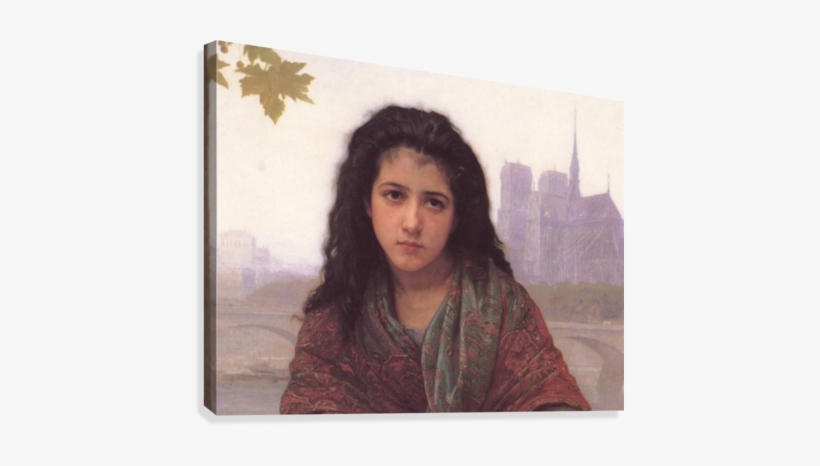 Portrait Of A Youg Girl With Black Eyes Canvas Print - Bohemian By William Bouguereau Art Reproduction, transparent png #1001355