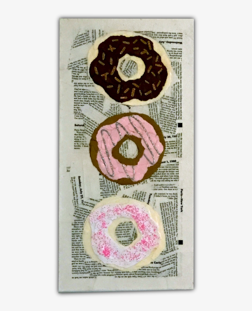 3 Little Donuts Paper Mache On Canvas - Paper, transparent png #1002933