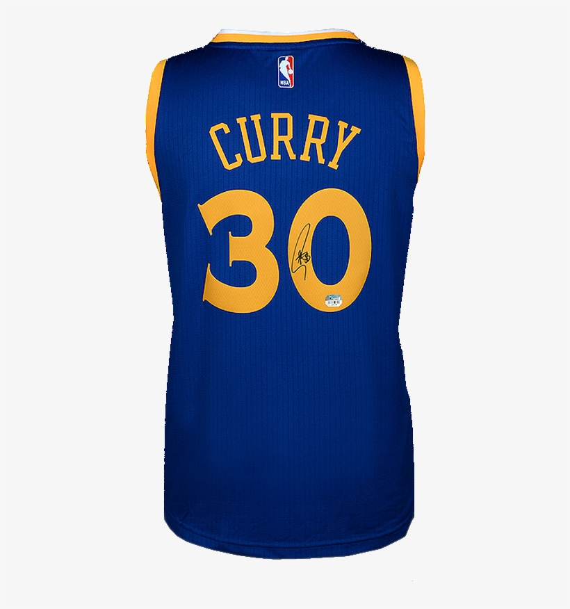 Maillot Domicile Nba Golden State Warriors Dédicacé - Stephen Curry Golden State Warriors Autographed Blue, transparent png #1003036