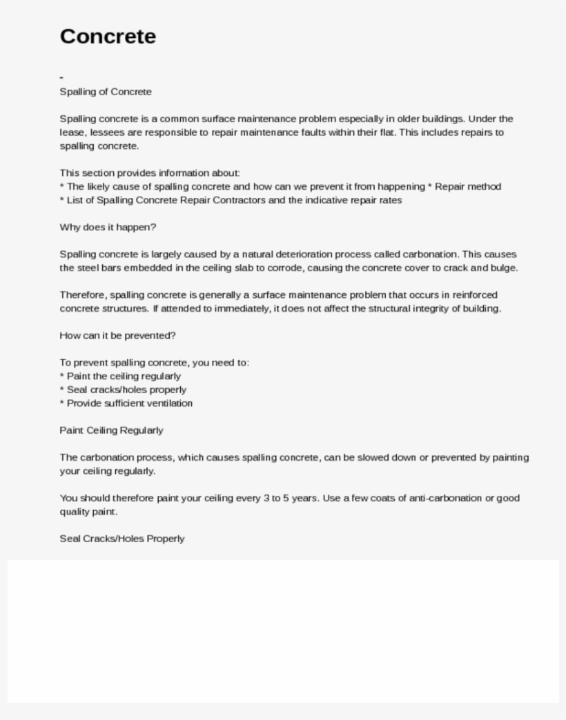 Concretespalling Of Concretespalling Concrete Is A - Parts Department Resume, transparent png #1004210