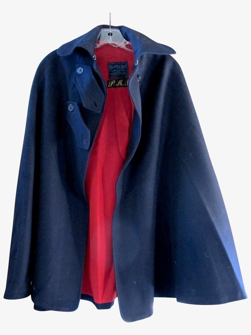Vintage Nurse's Cape In Navy Blue Wool With Red Lining - Cape, transparent png #1005654