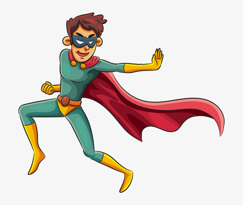 Cartoon Superhero With A Mask In Fighting Pose - Superhero Cartoon, transparent png #1006259