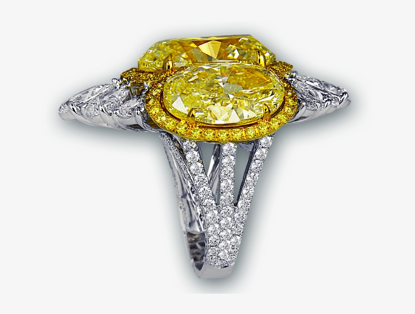 Fancy Yellow Oval Shape Diamond Cocktail Ring - Ring, transparent png #1006455
