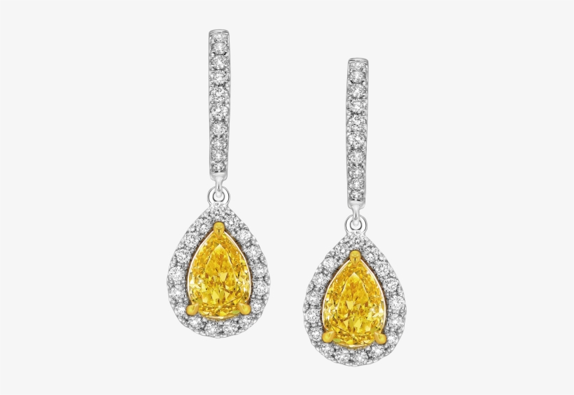 Fancy Intense Yellow Pear Shaped Diamond Earrings - Pear Tomato, transparent png #1006815