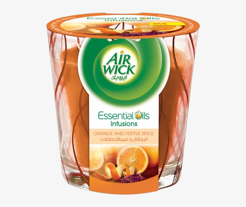 Orange & Festive Spice Scented Candle - Air Wick, transparent png #1007283