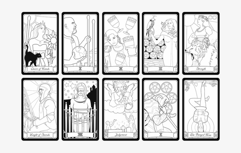 Download Tarot Drawing Printable Jpg Transparent - Printable Tarot Coloring Book - Free Transparent PNG ...