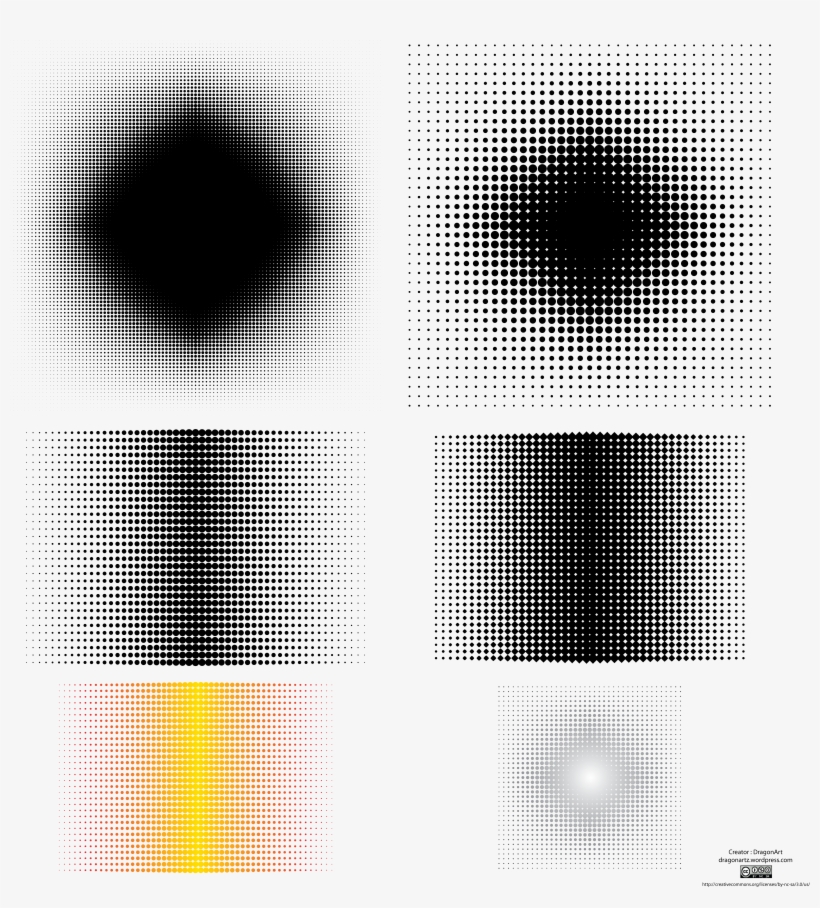 6 Halftone Patterns - Vector Graphics, transparent png #1008929
