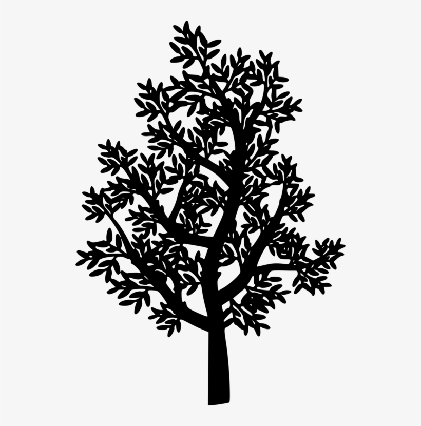 Twig Tree Branch Silhouette Leaf - Small Tree Silhouette Png, transparent png #1009084