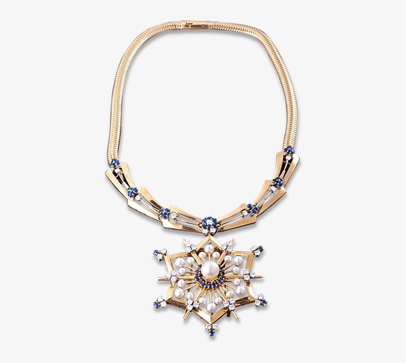 Vintage Snowflake Necklace - Necklace, transparent png #1009317