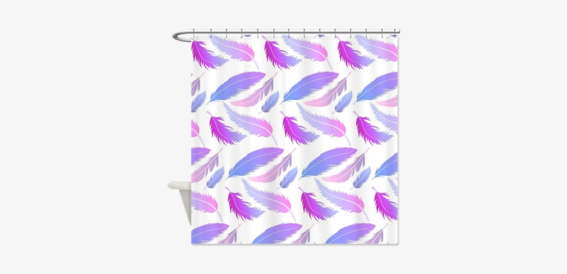 Pink And Blue Falling Feathers Pattern Shower Curtain - Aqua And Green Scattered Feathers Pattern - Shower, transparent png #1009618