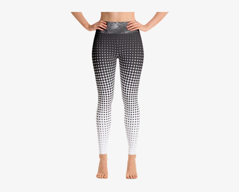 Halftone B&w Performance Yoga Leggings - Cool Rogue Yoga Pants, transparent png #1009718