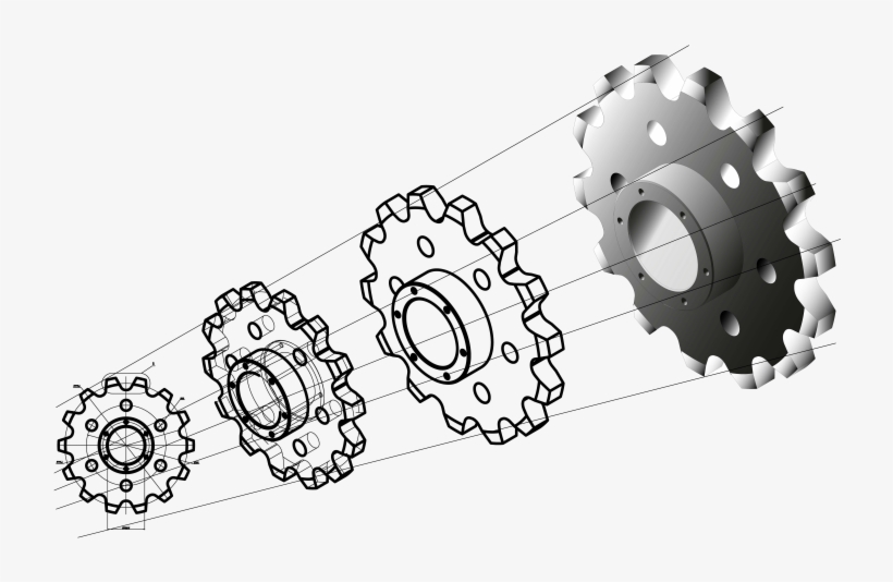 Production Drawing Gear - Gear And Sprocket Drawing, transparent png #10050999