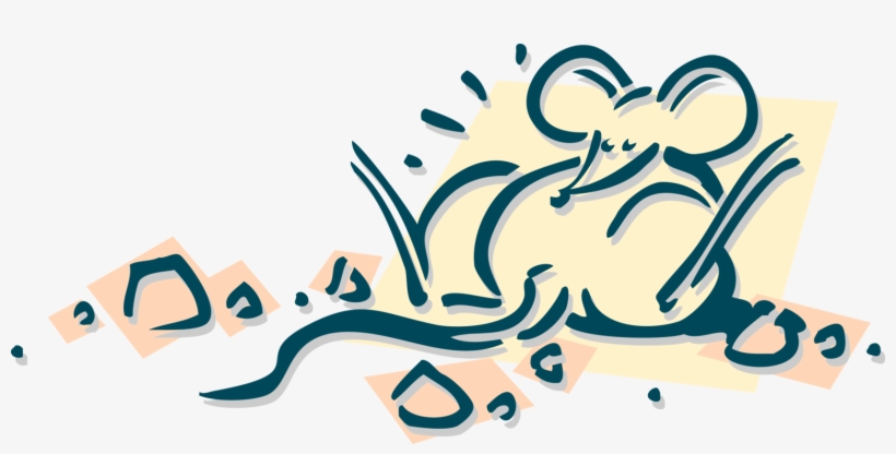 Vector Illustration Of Rodent Mouse Gorged On Cheese - Calligraphy, transparent png #10051599
