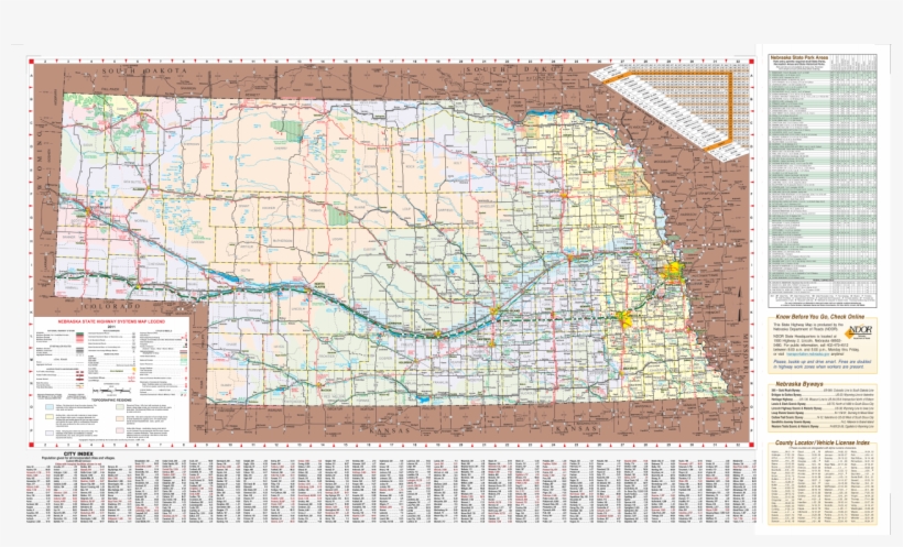Nebraska State Highway System - Tourist Map Of Nebraska, transparent png #10057378
