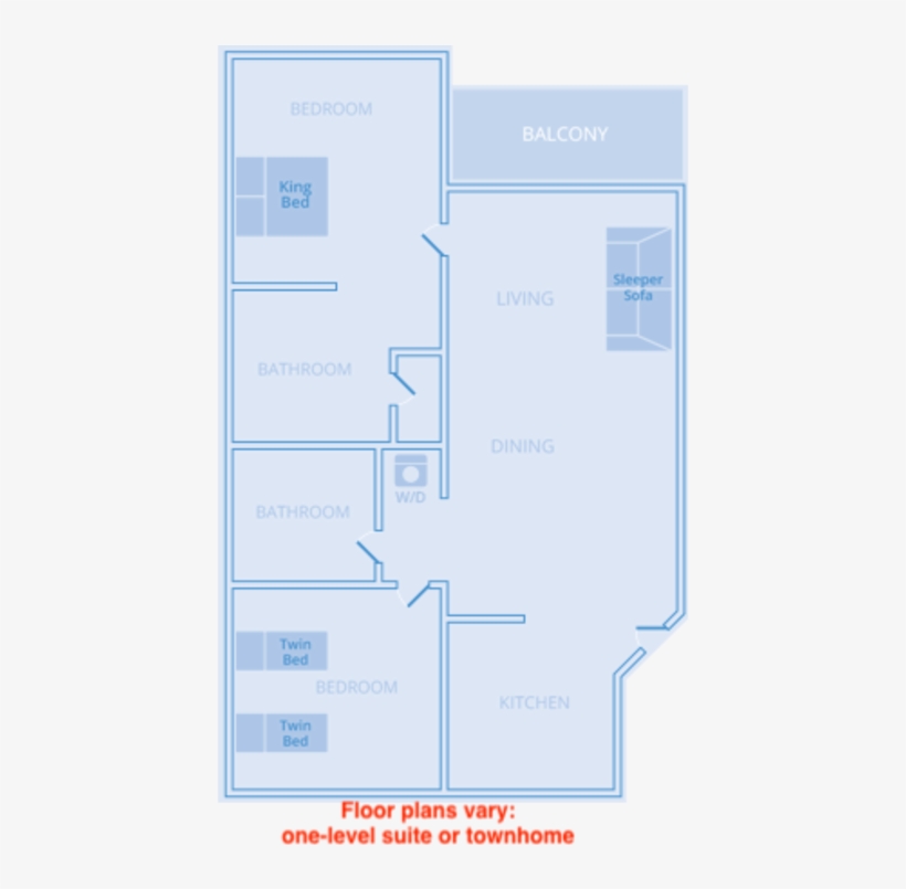 2 Bedroom, 2 Bath Suite Rental - Diagram, transparent png #10058024