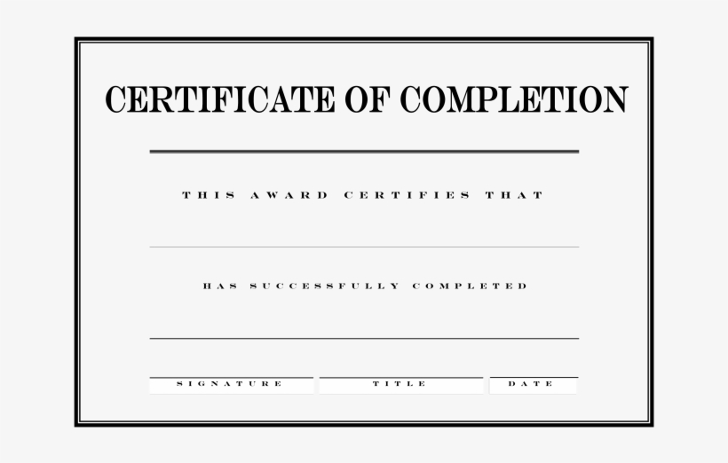 Free Certificate Of Completion - Certificate Of Achievement, transparent png #10058537