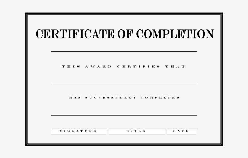 Free Certificate Of Completion - Certificate Of Achievement, transparent png #10058537
