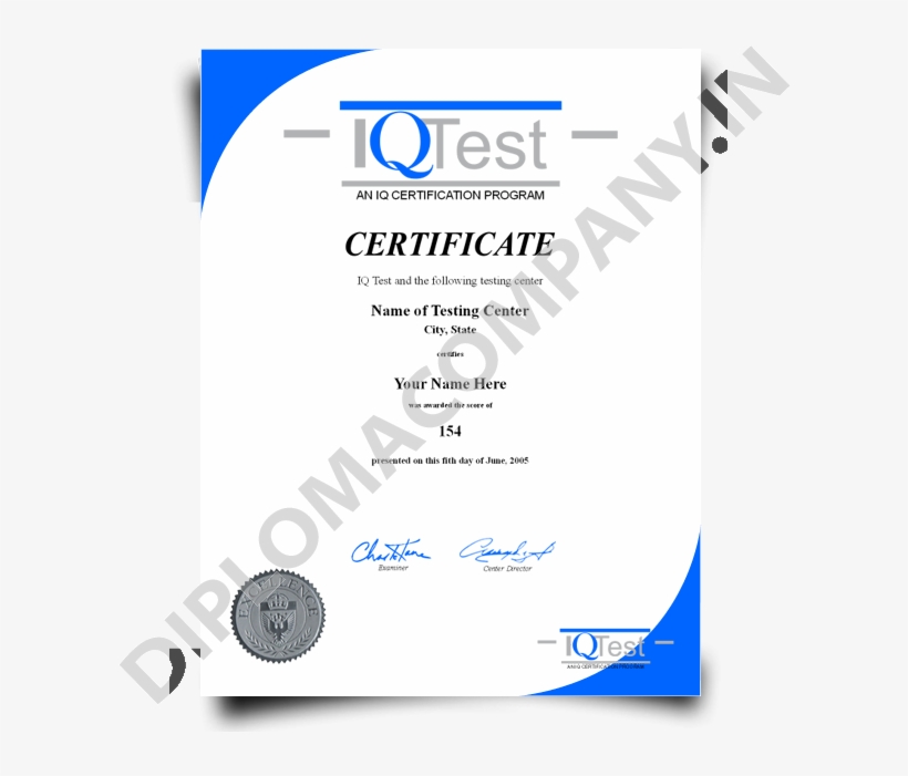 Iq Certificate Template Fake Mensa Iq Diplomacompany - Fake Mensa Certificate, transparent png #10059060