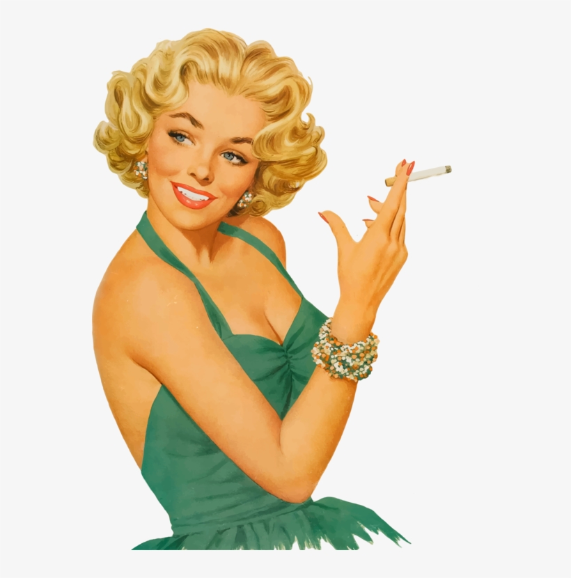 T-shirt Vintage Clothing Brossard Ladies Night Tickets - Pin Up Girl Smoking, transparent png #10061201