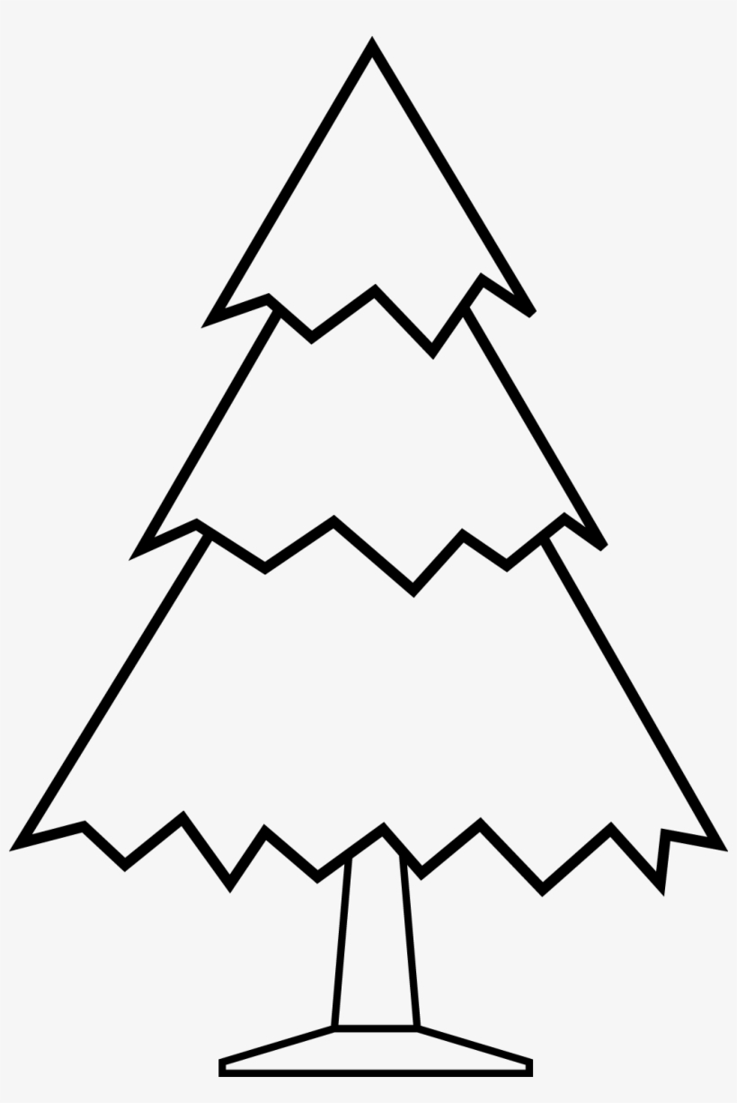 Simple Christmas Tree Free Digital Stamp - Black And White Clipart Christmas Tree, transparent png #10063653