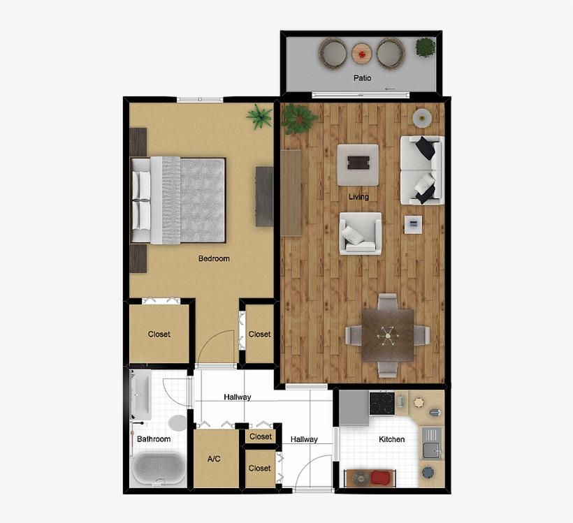 1 Bedroom Floor Plan Layout - Floor Plan, transparent png #10066730