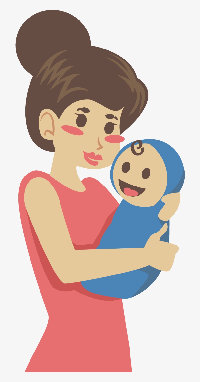 Mother Clip Art - Mom And Baby Cartoon Png, transparent png #10071532