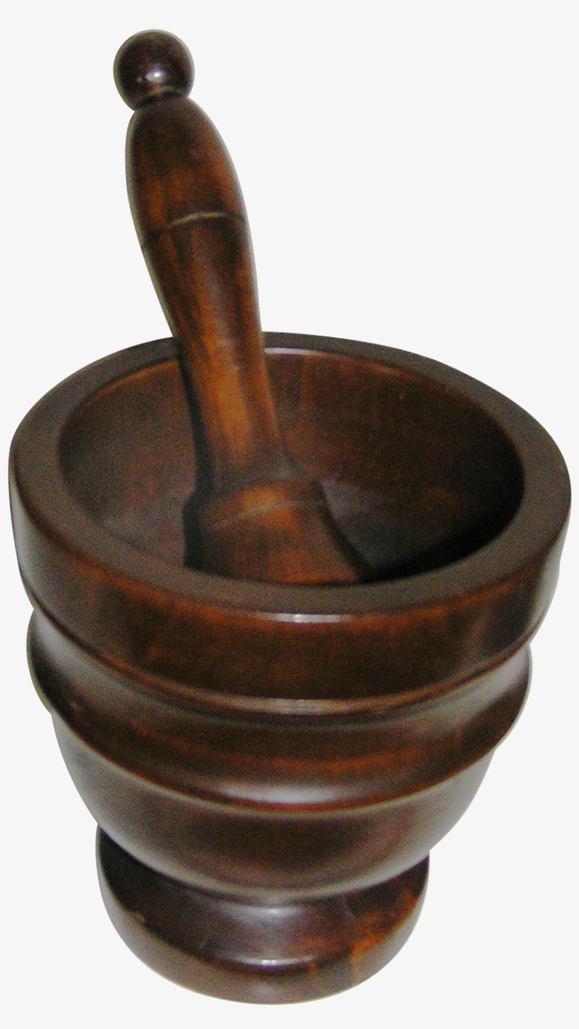 Vintage Mortar And Pistle, Wood, Turned Burled Hardwood - Antique, transparent png #10077002