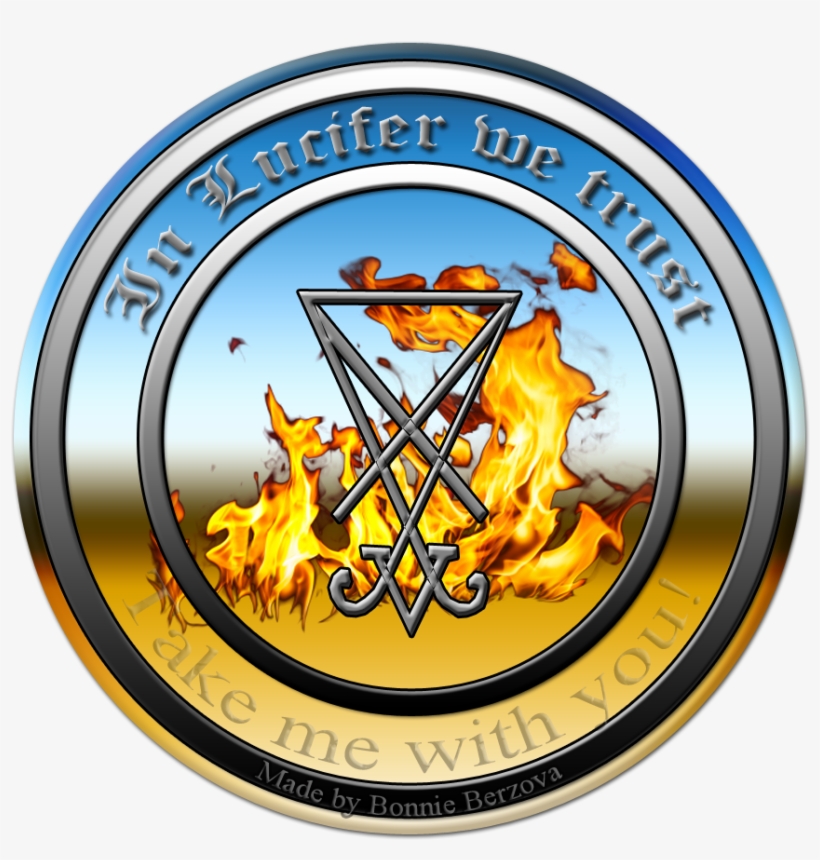 Free Sample Of In Lucifer We Trust Blue Yellow Tranparent - Illustration, transparent png #10078723