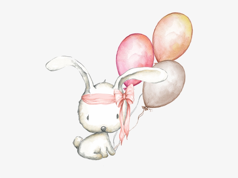 Bunny With Balloons Greeting Card For Sale - Boho Bunny, transparent png #10079581
