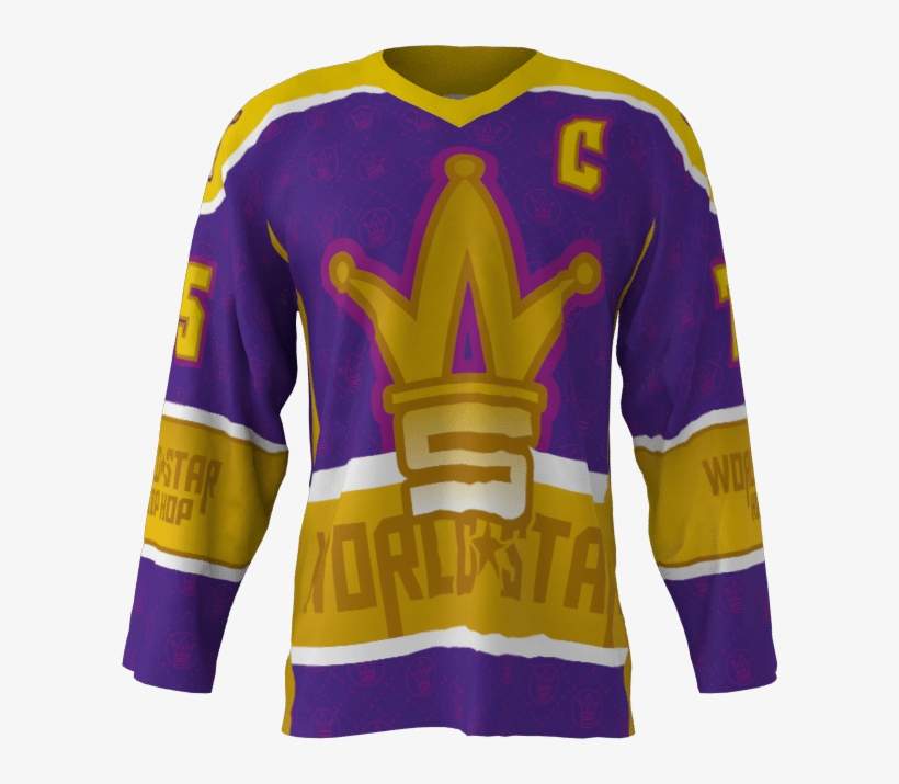 World Star Hip Hop Custom Roller Hockey Jersey - Long-sleeved T-shirt, transparent png #10079912