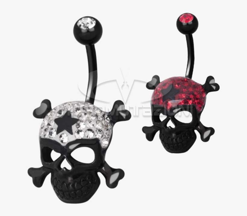 Gloss Finish Cross Bones Black Steel Banabell Navel - Earrings, transparent png #10081757