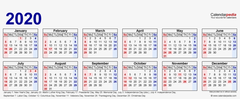 2020 Calendar Png Transparent Image - 2019 Calendar Singapore Holidays, transparent png #10087908