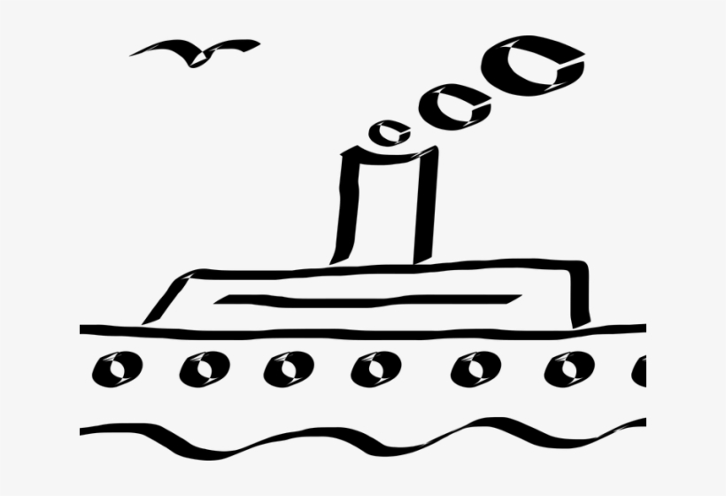 Cruise Ship Clipart Outline - Cruise Ship Art Black And White, transparent png #10088164