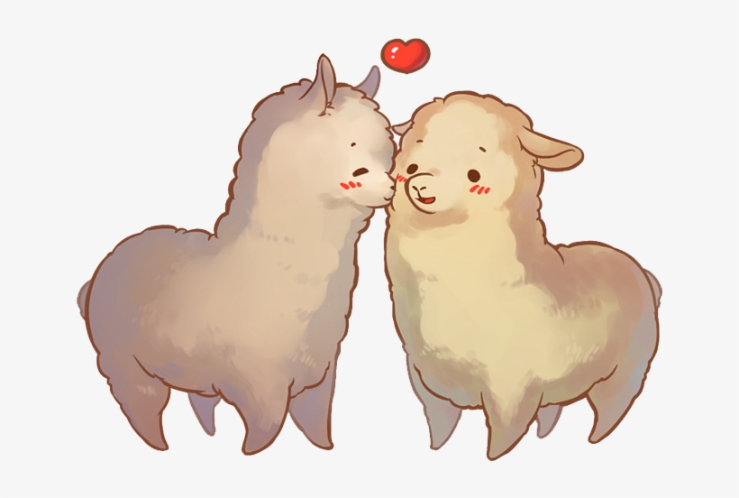Pareja Llamas Kawaii Sin Fondo - Alpaca And Llama Cute, transparent png #10088479