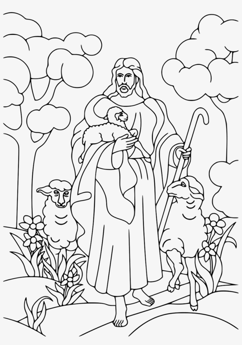 Jesus Christ Christianity Bible - Jesus The Shepherd Coloring Pages, transparent png #10090203