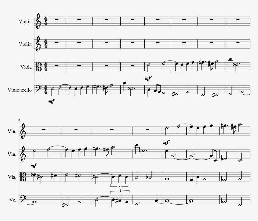 Piece For String Quartet - Evening Naruto Sheet Music, transparent png #10091355