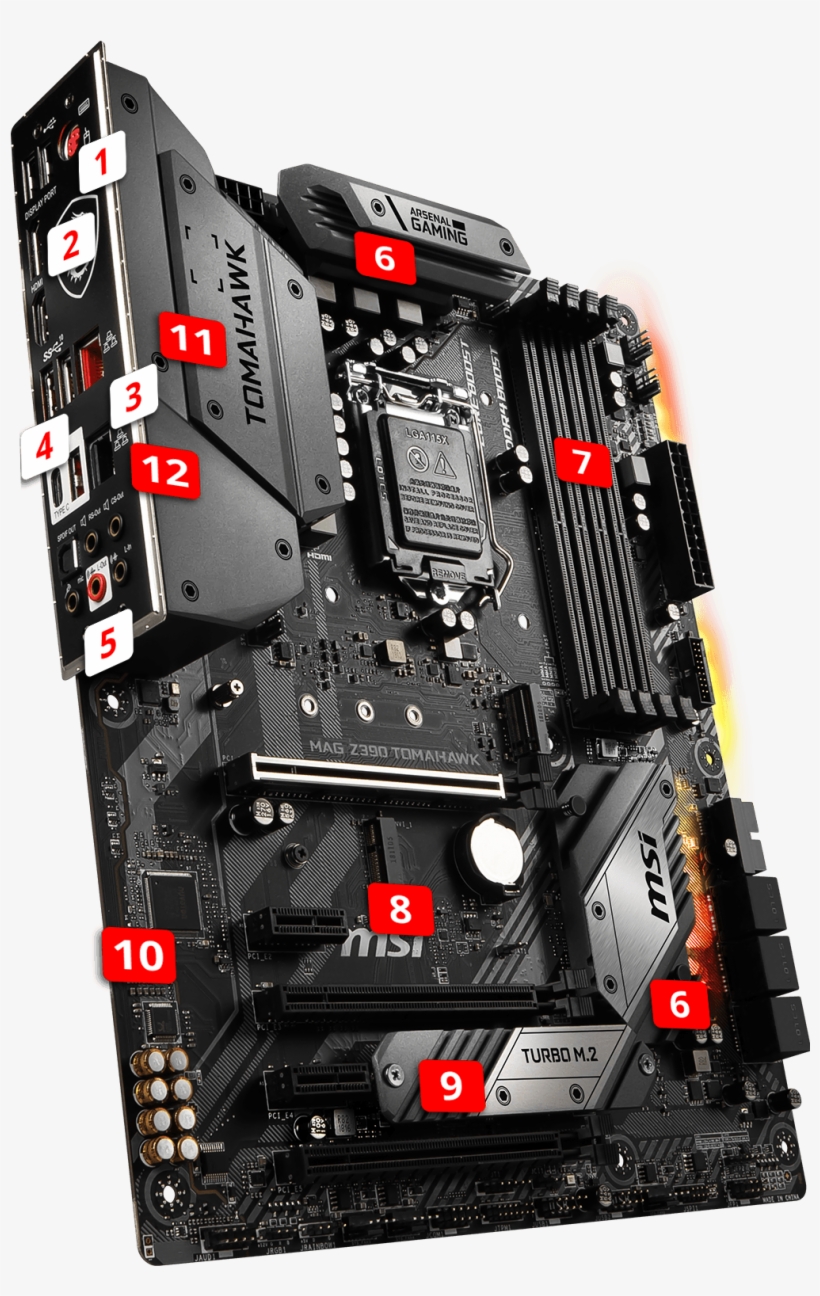 Msi Mag Z390 Tomahawk Overview - Msi Mag Z390 Tomahawk, transparent png #10093811