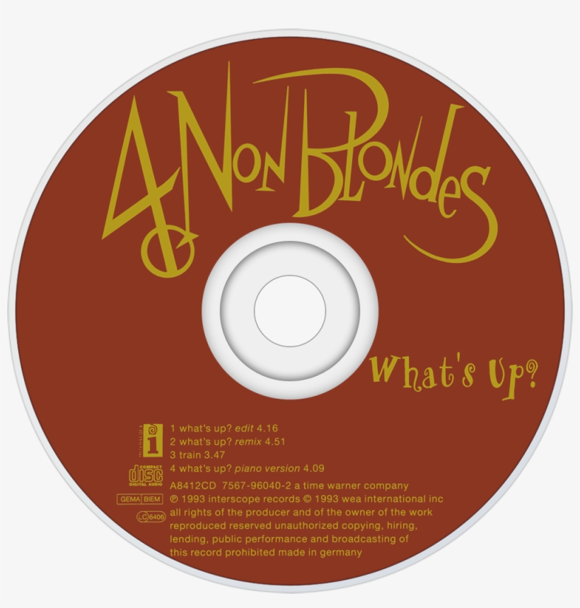 4 Non Blondes What's Up Cd Disc Image - 4 Non Blondes What's Up Album, transparent png #10097257