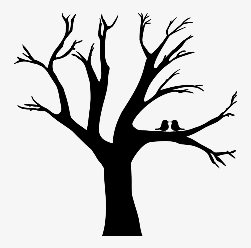 Love Birds In A Tree - Silhouette, transparent png #10098310