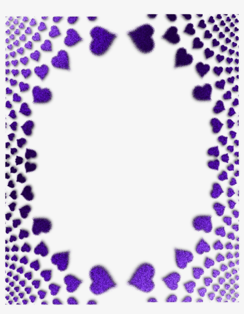 Blue Heart Border Designs Clipart Clip Art - Purple Hearts Frame Png, transparent png #1010118