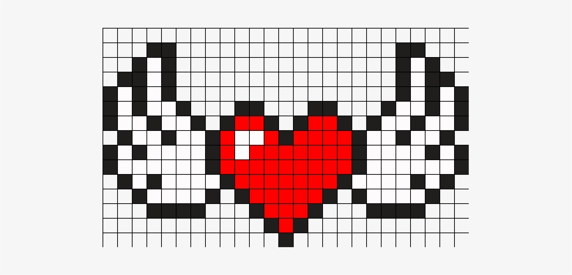 Heart With Wings Perler Bead Pattern / Bead Sprite - Pixel Art Emoji Heart, transparent png #1010212